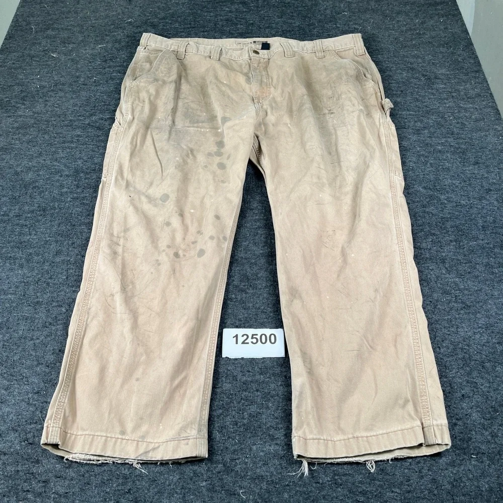 Carhartt Carpenter Pants Mens 48x30 Tan Cotton Twill Relaxed Fit Utility Work